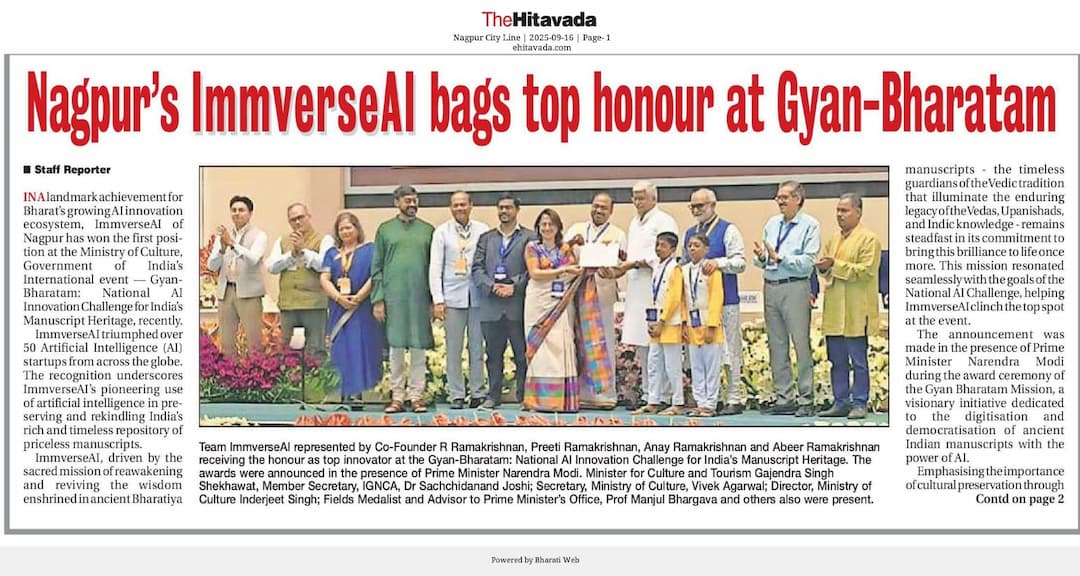 ImmverseAI Bags top Honour at Gyan Bharatam